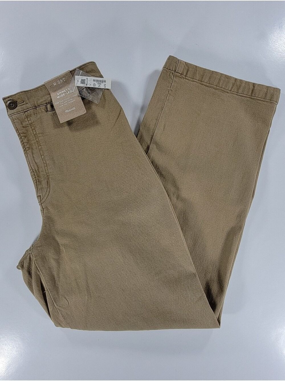 NEW Madewell Women's 29 Tall Tan Beige High Rise Emmett Wide-Leg Jeans Crop NWT